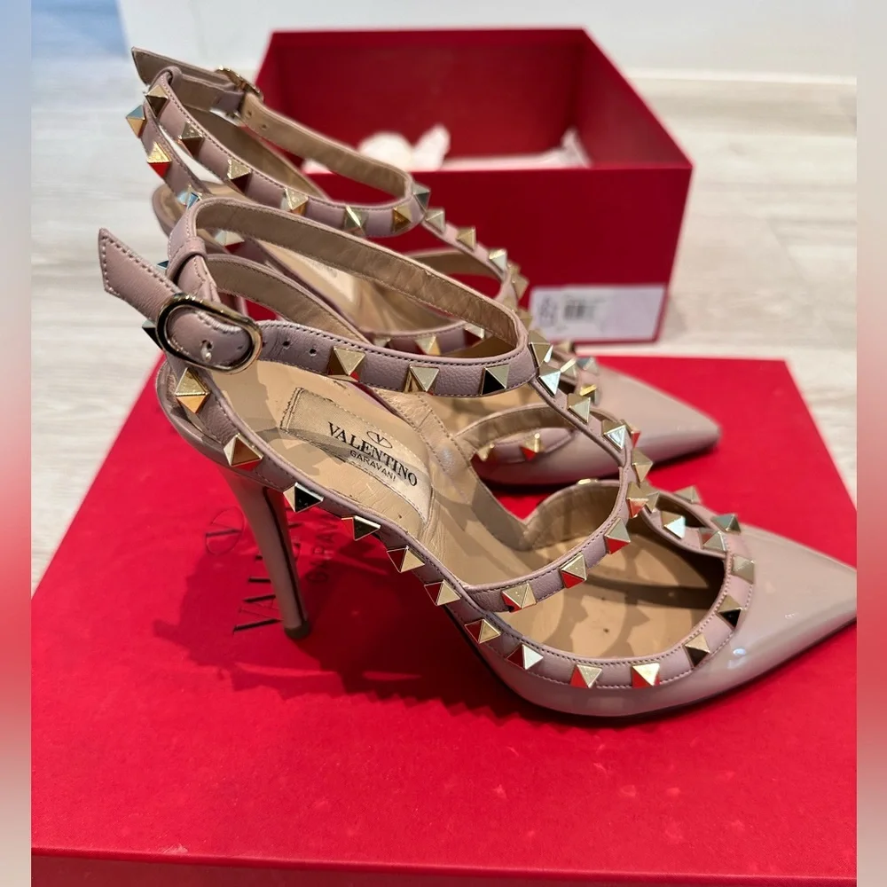 Valentino Garavani Nude Rockstud Leather Caged Pump Size 36.5 - Picture 7 of 9
